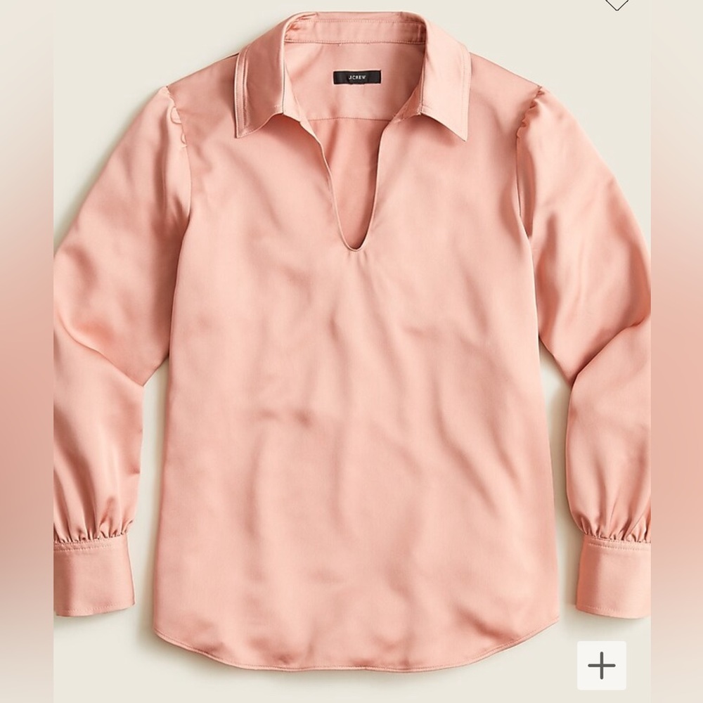 J.Crew Collared Satin-back Crepe Popover Top